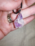 Natural Rough Amethyst Crystal Pendant Necklace | Raw Purple Quartz Point | #36