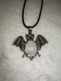 Rose Quartz Bat Pendant Necklace | Gothic Crystal Bat | Natural Rose Quartz | #37