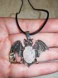 Rose Quartz Bat Pendant Necklace | Gothic Crystal Bat | Natural Rose Quartz | #37