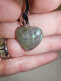 Labradorite Heart Pendant Necklace | Flashing Natural Labradorite Crystal Heart | #38