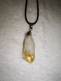 Natural Rough Citrine Crystal Pendant Necklace | Raw Golden Quartz Point | #39