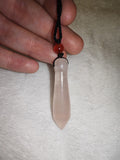 Rose Quartz Pendulum Pendant Necklace | Natural Crystal Point | Adjustable Cord | #40
