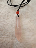 Rose Quartz Pendulum Pendant Necklace | Natural Crystal Point | Adjustable Cord | #40