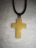 Yellow Jade Cross Pendant Necklace | Natural Gemstone Christian Cross | #44