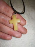 Yellow Jade Cross Pendant Necklace | Natural Gemstone Christian Cross | #44