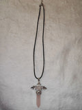 Rose Quartz Winged Crystal Point Pendant Necklace | Natural Gemstone | #46