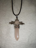 Rose Quartz Winged Crystal Point Pendant Necklace | Natural Gemstone | #46