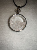 Rose Quartz Floating Glass Locket Pendant Necklace | Natural Gemstone Chips | #106