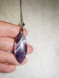 Chevron Amethyst Marquise Pendant Necklace | Dream Amethyst Banded Quartz | #53