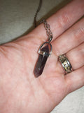 Amethyst Double Terminated Point Pendant Necklace | Purple Quartz Crystal Point | #54