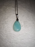 Natural Amazonite Teardrop Pendant Necklace | Polished Blue Green Gemstone | #57