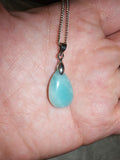 Natural Amazonite Teardrop Pendant Necklace | Polished Blue Green Gemstone | #57