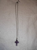 Natural Amethyst Cross Pendant Necklace | Polished Purple Quartz Christian Jewellery | #58