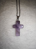 Natural Amethyst Cross Pendant Necklace | Polished Purple Quartz Christian Jewellery | #58