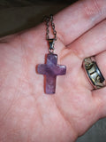 Natural Amethyst Cross Pendant Necklace | Polished Purple Quartz Christian Jewellery | #58