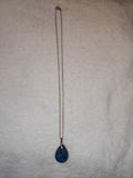 Natural Blue Apatite Teardrop Pendant Necklace | Polished Ocean Blue Gemstone | #59