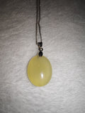 Yellow Opalite Oval Pendant Necklace | Polished Glowing Glass Pendant | #60