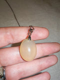 Yellow Opalite Oval Pendant Necklace | Polished Glowing Glass Pendant | #60