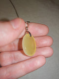 Yellow Opalite Oval Pendant Necklace | Polished Glowing Glass Pendant | #60