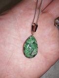 Natural Ruby in Zoisite Teardrop Pendant Necklace | Anyolite Gemstone | #62
