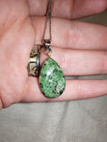 Natural Ruby in Zoisite Teardrop Pendant Necklace | Anyolite Gemstone | #62
