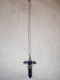 Natural Lapis Lazuli Winged Crystal Point Pendant Necklace | Gemstone Statement Necklace | #63
