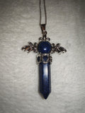 Natural Lapis Lazuli Winged Crystal Point Pendant Necklace | Gemstone Statement Necklace | #63