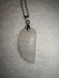 Natural White Jade Angel Wing Pendant Necklace | Carved Gemstone Wing Necklace | #64
