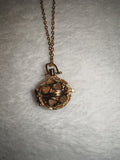 Harmony Ball Angel Caller Necklace with Honey Calcite Sphere | Gold Tone Chime Pendant | #65