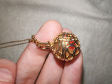 Harmony Ball Angel Caller Necklace with Honey Calcite Sphere | Gold Tone Chime Pendant | #65