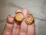 Harmony Ball Angel Caller Necklace with Honey Calcite Sphere | Gold Tone Chime Pendant | #65