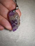 Natural Chevron Amethyst Angel Wing Pendant Necklace | Carved Dream Amethyst Wing | #66