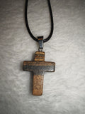 Natural Picture Jasper Cross Pendant Necklace | Earth Stone Christian Cross | #67