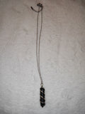 Natural Black Obsidian Spiral Wrapped Point Pendant Necklace | Protective Gemstone | #69