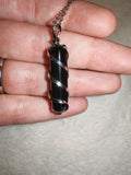 Natural Black Obsidian Spiral Wrapped Point Pendant Necklace | Protective Gemstone | #69