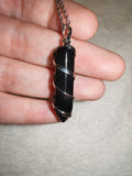 Natural Black Obsidian Spiral Wrapped Point Pendant Necklace | Protective Gemstone | #69