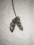 Natural Labradorite Pea Pod Pendant Necklace | Triple Labradorite Cabochons | Gemstone Necklace | #70