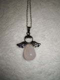 Natural Rose Quartz Angel Pendant Necklace | Guardian Angel Gemstone Necklace | Crystal Gift | #71