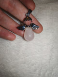 Natural Rose Quartz Angel Pendant Necklace | Guardian Angel Gemstone Necklace | Crystal Gift | #71