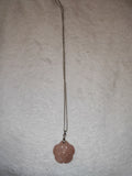 Natural Rose Quartz Flower Pendant Necklace | Hand-Carved Pink Crystal Blossom | #74