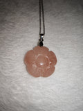 Natural Rose Quartz Flower Pendant Necklace | Hand-Carved Pink Crystal Blossom | #74
