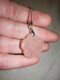 Natural Rose Quartz Flower Pendant Necklace | Hand-Carved Pink Crystal Blossom | #74