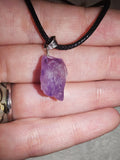 Natural Raw Amethyst Pendant Necklace on Adjustable Black Cord | Crystal Point Necklace | #76