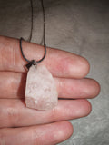 Natural Raw Rose Quartz Pendant Necklace on Snake Chain | Rough Pink Crystal Necklace | #77