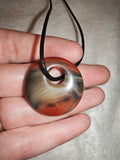 Banded Agate Donut Pendant Necklace | Natural Agate Pi Disc Necklace | Statement Crystal Jewellery | #80