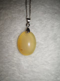 Yellow Chalcedony Oval Pendant Necklace | Natural Chalcedony Cabochon Necklace | Golden Yellow Gemstone Jewellery | #84