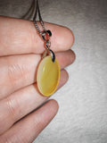 Yellow Chalcedony Oval Pendant Necklace | Natural Chalcedony Cabochon Necklace | Golden Yellow Gemstone Jewellery | #84