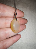 Yellow Chalcedony Oval Pendant Necklace | Natural Chalcedony Cabochon Necklace | Golden Yellow Gemstone Jewellery | #84