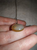 Yellow Chalcedony Oval Pendant Necklace | Natural Chalcedony Cabochon Necklace | Golden Yellow Gemstone Jewellery | #84