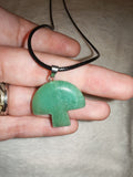 Natural Green Aventurine Mushroom Pendant Necklace | Polished Crystal Mushroom | Lucky Stone Jewellery | #89